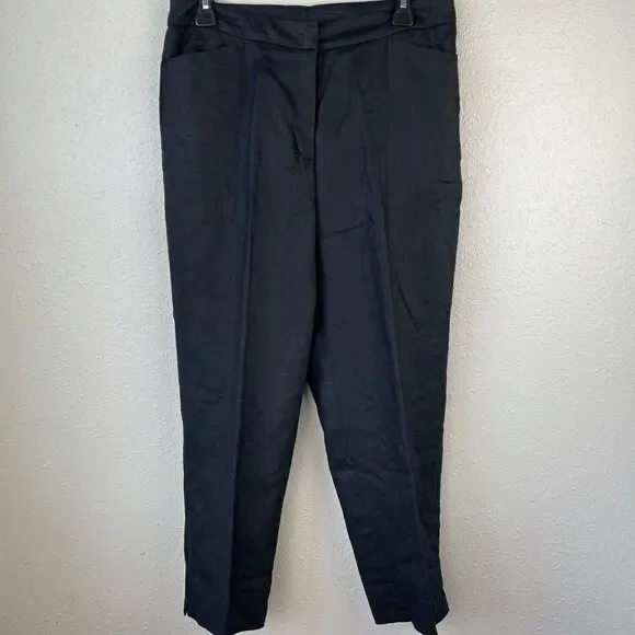 NWT Jones New York Black Linen Blend Cropped Slack - Picture 1 of 6